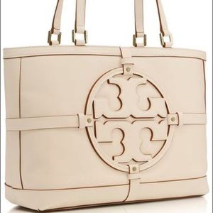 AUTHENTIC Tory Burch Holly Tote Bag Beige Tan